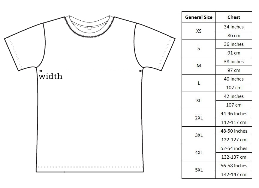 Shirt sizing chart